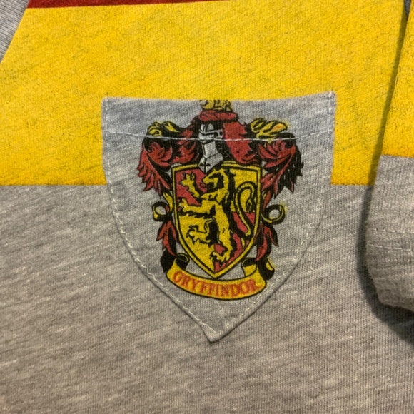 Scarlet and gold striped V neck heather gray Gryffindor t shirt Size XL - Picture 2 of 4